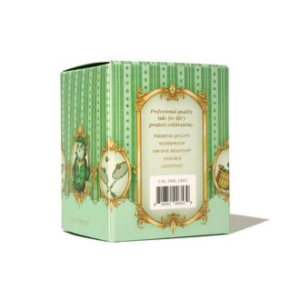 Green decorative packaging box for 28ml Calligraphy Ink - Courtly Clover | Ferris Wheel Press with vintage design