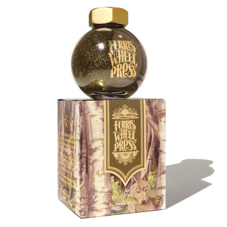 Curious Woods Fountain Pen Inks - 85ml Bottled with gold fleck glass bottle by Ferris Wheel Press