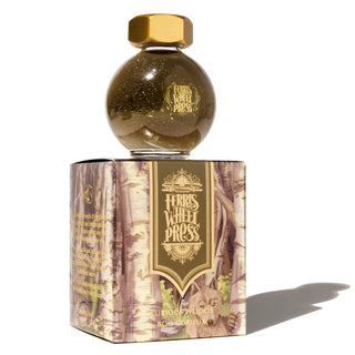 Curious Woods Fountain Pen Inks - 20ml Bottled with gold cap on illustrated Ferris Wheel Press box