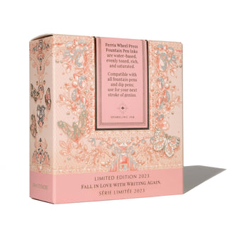 The Fluttering Heart | 38ml Ink | Ferris Wheel Press decorative pink box with butterflies and floral patterns