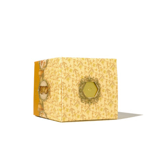 28ml Calligraphy Ink - Golden Gala | Ferris Wheel Press box with gold floral design and hexagonal window showcasing ink color