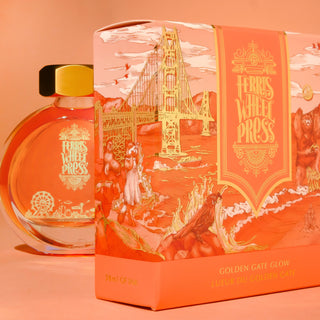 Golden Gate Glow | 38ml Ink | Ferris Wheel Press with gold-capped bottle and detailed San Francisco packaging