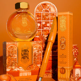 Hearty Harvest | 38ml Ink | Ferris Wheel Press with orange ink bottle and matching orange pen packaging