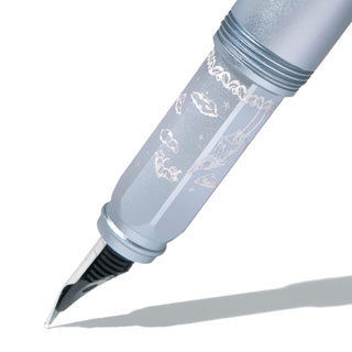 Limited Edition | Harlequin Dream Fountain Pen | Ferris Wheel Press with silver finish and detailed nib close-up