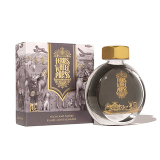 Highland Smoke | 38ml Ink | Ferris Wheel Press bottle with gold cap and detailed illustrated packaging