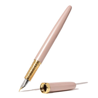 The Bijou Fountain Pen - Huffin Puff Pink | Ferris Wheel Press with brass grip and fine nib detailing