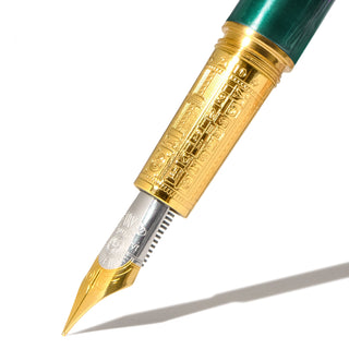 The Joule Fountain Pen - Engravers Teal | Ferris Wheel Press with detailed gold-plated nib and brass grip