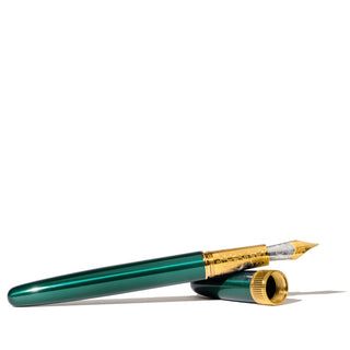 The Joule Fountain Pen - Engravers Teal | Ferris Wheel Press with gold engraved nib and brass body details