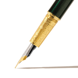 The Joule Fountain Pen - Miss Cora Lynn | Ferris Wheel Press with detailed gold nib and green lacquer body