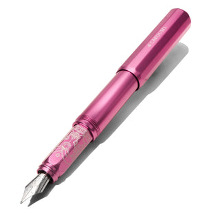 Honorary Edition 2024 Aluminum Carousel Fountain Pen in pink with engraved grip by Ferris Wheel Press