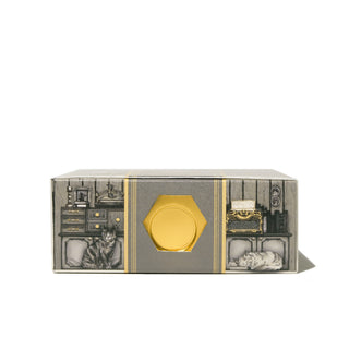Leadcast Letters 38ml Ink box with vintage art and gold hexagonal ink bottle by Ferris Wheel Press