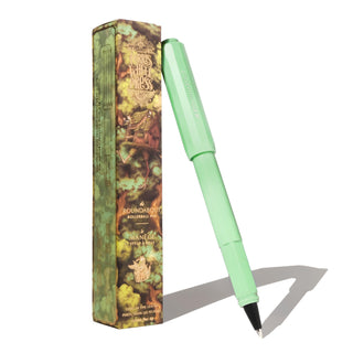 The Roundabout Rollerball Pen | Ferris Wheel Press in pastel green with matte finish and floral packaging design
