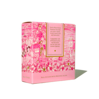 Malibu Blush | 38ml Ink | Ferris Wheel Press vibrant pink ink box with detailed floral and palm tree design