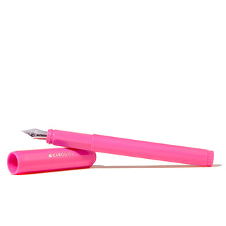 The Carousel Fountain Pen - Malibu  Blush | Ferris Wheel Press in bright pink with metal nib and cap detail