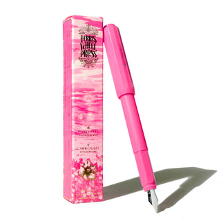 The Carousel Fountain Pen - Malibu  Blush | Ferris Wheel Press with bright pink finish and silver nib standing upright