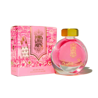 Malibu Blush | 38ml Ink | Ferris Wheel Press in a round glass bottle with gold cap and vibrant pink packaging