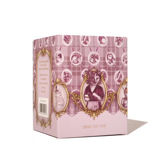 28ml Calligraphy Ink - Tailored Taffeta | Ferris Wheel Press pink vintage-style ink box with artistic illustrations