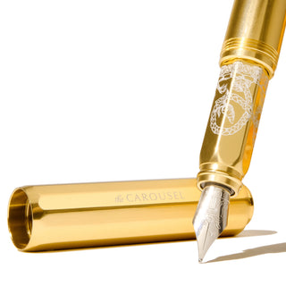 Limited Edition | Plaited Gold Tress Fountain Pen | Ferris Wheel Press with detailed nib and shiny gold cap
