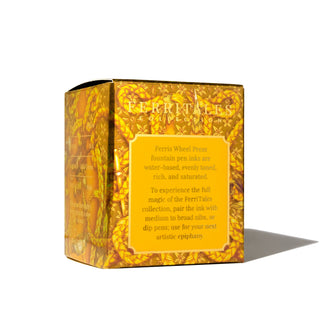 Plaited Gold Tress Fountain Pen Inks - 20ml Bottled packaging with golden intricate braided design by Ferris Wheel Press