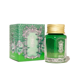 28ml Calligraphy Ink - Parkside Stroll | Ferris Wheel Press green glass bottle with gold cap and decorative packaging