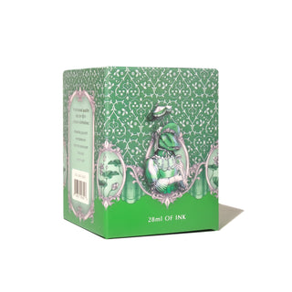 28ml Calligraphy Ink - Parkside Stroll | Ferris Wheel Press green decorative box with vintage illustration