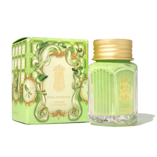 28ml Calligraphy Ink Perm Pistachio with ornate green packaging and gold cap by Ferris Wheel Press