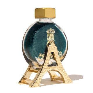 38ml Ink Carriage - Gold Polished Edition | Ferris Wheel Press with blue ink and intricate gold stand