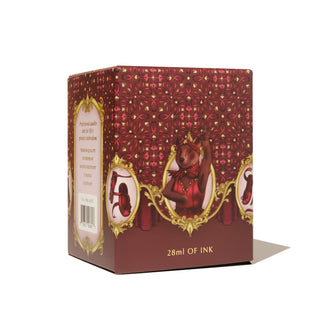 28ml Calligraphy Ink - Port Pirouette | Ferris Wheel Press box with red ornate design and bear illustration