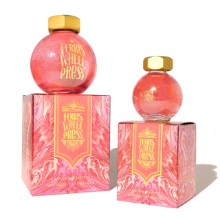 Radiant Rosewing Fountain Pen Inks - 85ml Bottled Ferris Wheel Press with pink swirl design and gold cap packaging