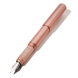 Aluminum Carousel Fountain Pen - Rose Petal Plush with engraved steel nib by Ferris Wheel Press