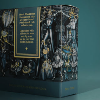 The Sad Charade | 38ml Ink | Ferris Wheel Press packaging with dark whimsical carnival design details