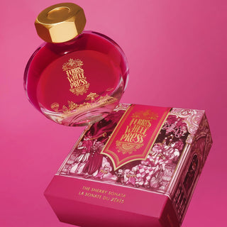 The Sherry Sonata | 38ml Ink | Ferris Wheel Press bottle with gold cap and ornate pink packaging on pink background