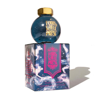Starlit Stories | 85ml Ink | Ferris Wheel Press dark blue glass bottle with gold cap on printed box
