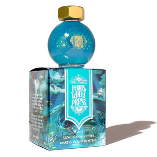 Tumultuous Tides Fountain Pen Inks - 20ml Bottled by Ferris Wheel Press with deep blue ink and gold cap