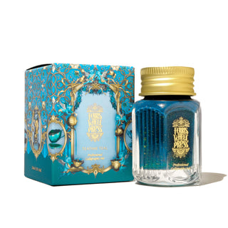 28ml Calligraphy Ink - Teatime Teal | Ferris Wheel Press with decorative teal and gold packaging and glass bottle