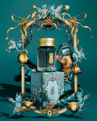 28ml Calligraphy Ink - Teatime Teal | Ferris Wheel Press with gold cap and decorative ornate packaging