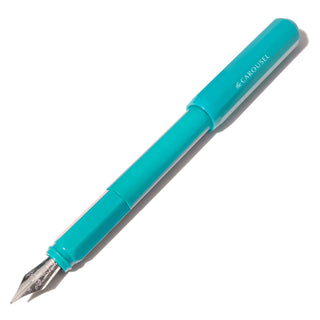 The Carousel Fountain Pen - Tumultuous Tides | Ferris Wheel Press in teal with silver nib on white background