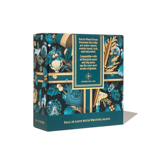 Tunes of Tinseltown | 38ml Ink | Ferris Wheel Press packaging with festive blue and gold holiday illustrations