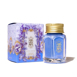 28ml Calligraphy Ink - Ultra Marina | Ferris Wheel Press in square glass bottle with gold cap and decorative box