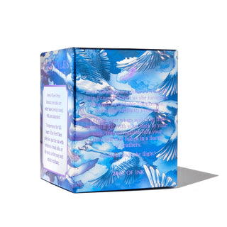 Unfettered Flight Fountain Pen Inks - 20ml Bottled with detailed blue and white winged artwork by Ferris Wheel Press