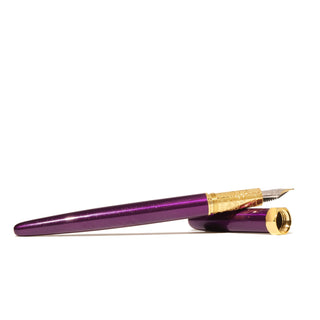 The Bijou Fountain Pen - Whispers of Twilight | Ferris Wheel Press with purple brass body and gold details