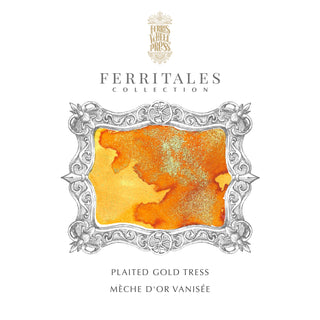 Plaited Gold Tress Fountain Pen Inks -  20ml Bottled | Ferris Wheel Press vibrant orange with gold shimmer detail