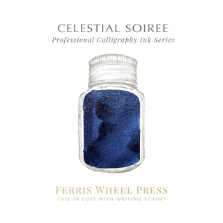 28ml Calligraphy Ink - Celestial Soiree | Ferris Wheel Press with deep shimmering blue tone in glass jar