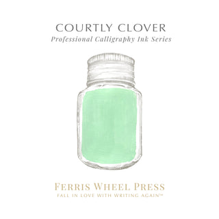 28ml Calligraphy Ink - Courtly Clover | Ferris Wheel Press in soft green shade with clear glass jar