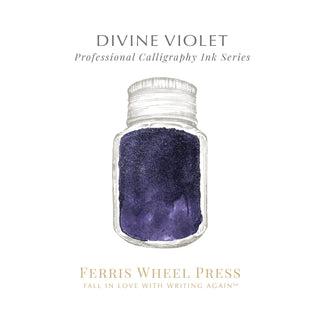 28ml Calligraphy Ink - Divine Violet | Ferris Wheel Press in a clear glass jar showcasing deep violet ink texture