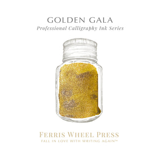 28ml Calligraphy Ink - Golden Gala | Ferris Wheel Press with shimmering gold pigment in clear jar