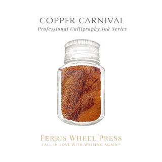 28ml Calligraphy Ink - Copper Carnival by Ferris Wheel Press with rich copper shimmer in a clear jar
