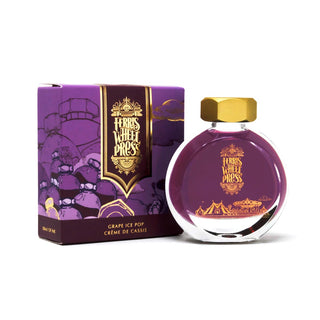 Grape Ice Pop | 38ml Ink | Ferris Wheel Press round glass bottle with gold cap and purple packaging