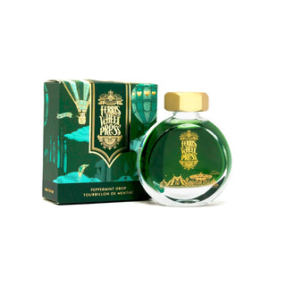 Peppermint Drop | 38ml Ink | Ferris Wheel Press in round glass bottle with gold cap and decorative green box
