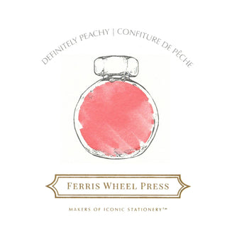Definitely Peachy | 38ml Ink | Ferris Wheel Press with round bottle and vibrant peach ink splash illustration